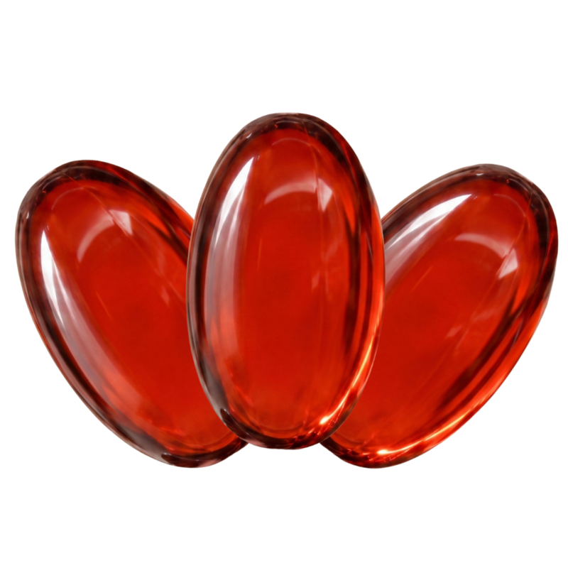 Three red softgels